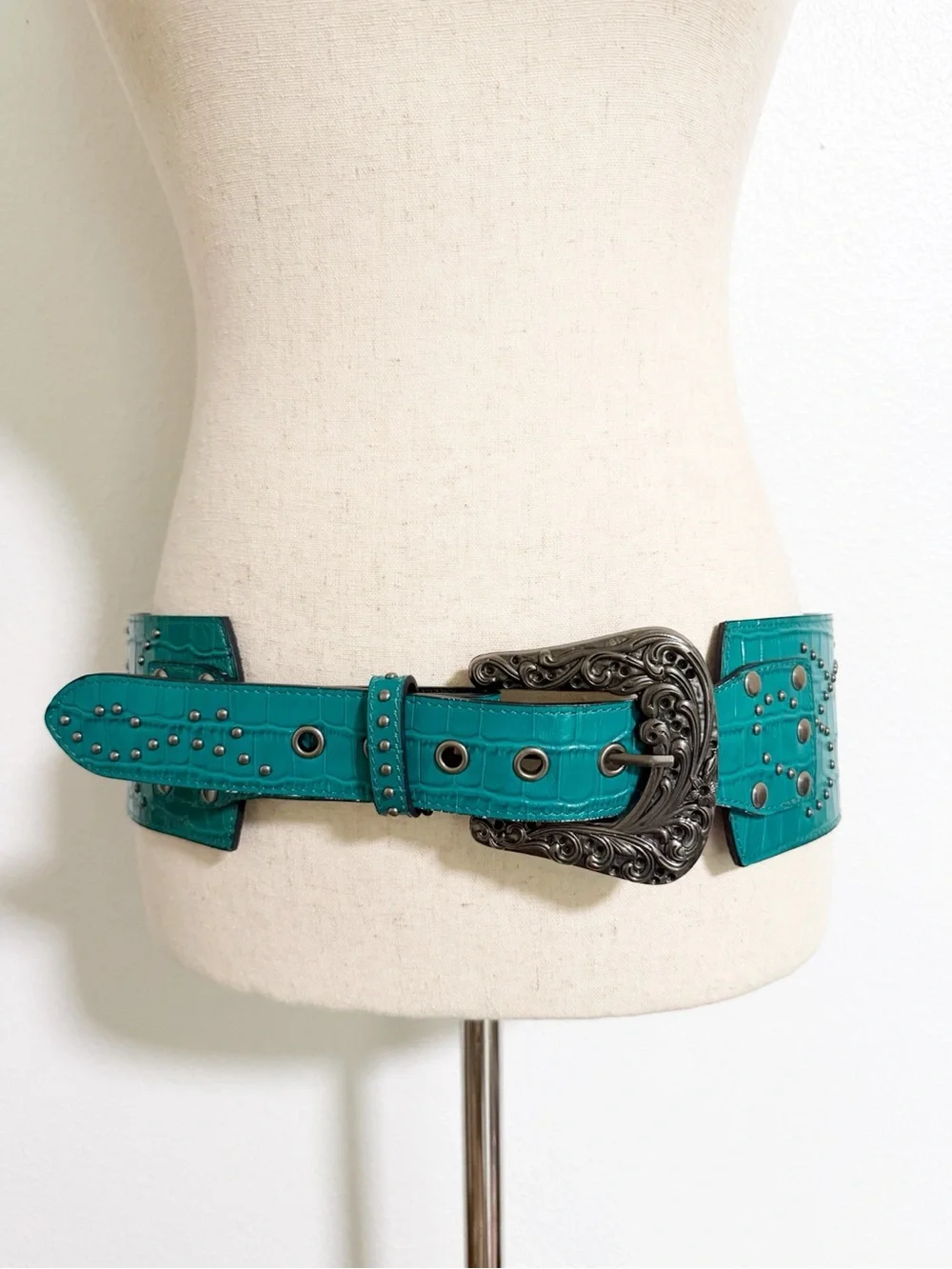 Lucky & Blessed Wide Turquoise Leather Concho Belt